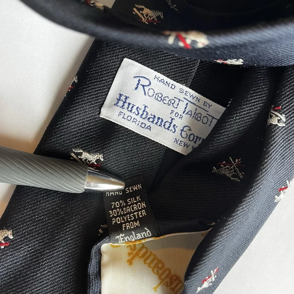 Robert Talbott VTG 60's‎ Equestrian Tie Horse Silk/Poly England Florida Collab